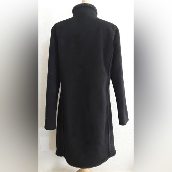 L.L.Bean women’s coat jacket long 4 buttons faux suede Sherpa collar detail - Picture 2 of 11